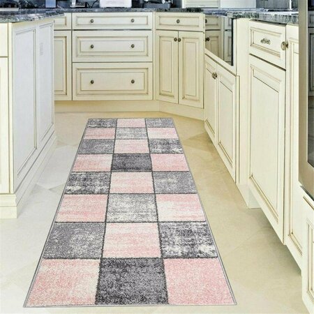 LBAIET Lyanna 8 x 10 ft. Rectangle Area Rug Pink White & Gray CH520P81 Pink